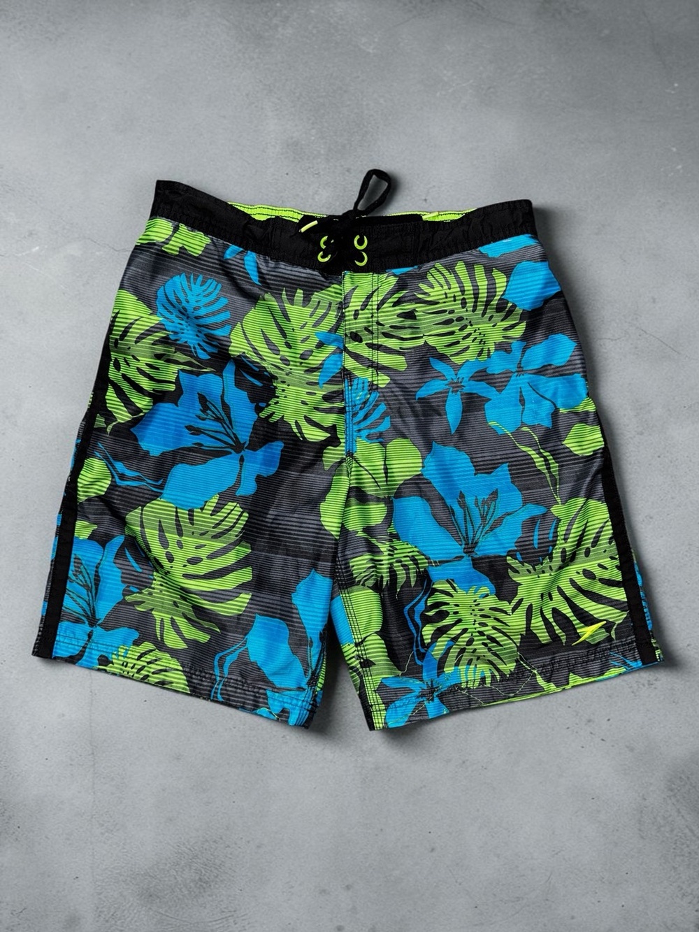 Speedo Men’s Tropical Swim Trunks Medium Blue Green Board Shorts 10” Inseam EUC!